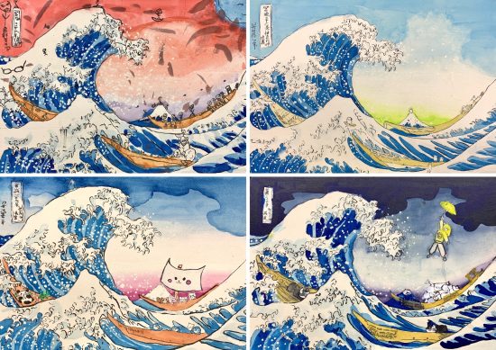 小学生高学年 絵画 模写／『冨嶽三十六景神奈川沖浪裏の模写』