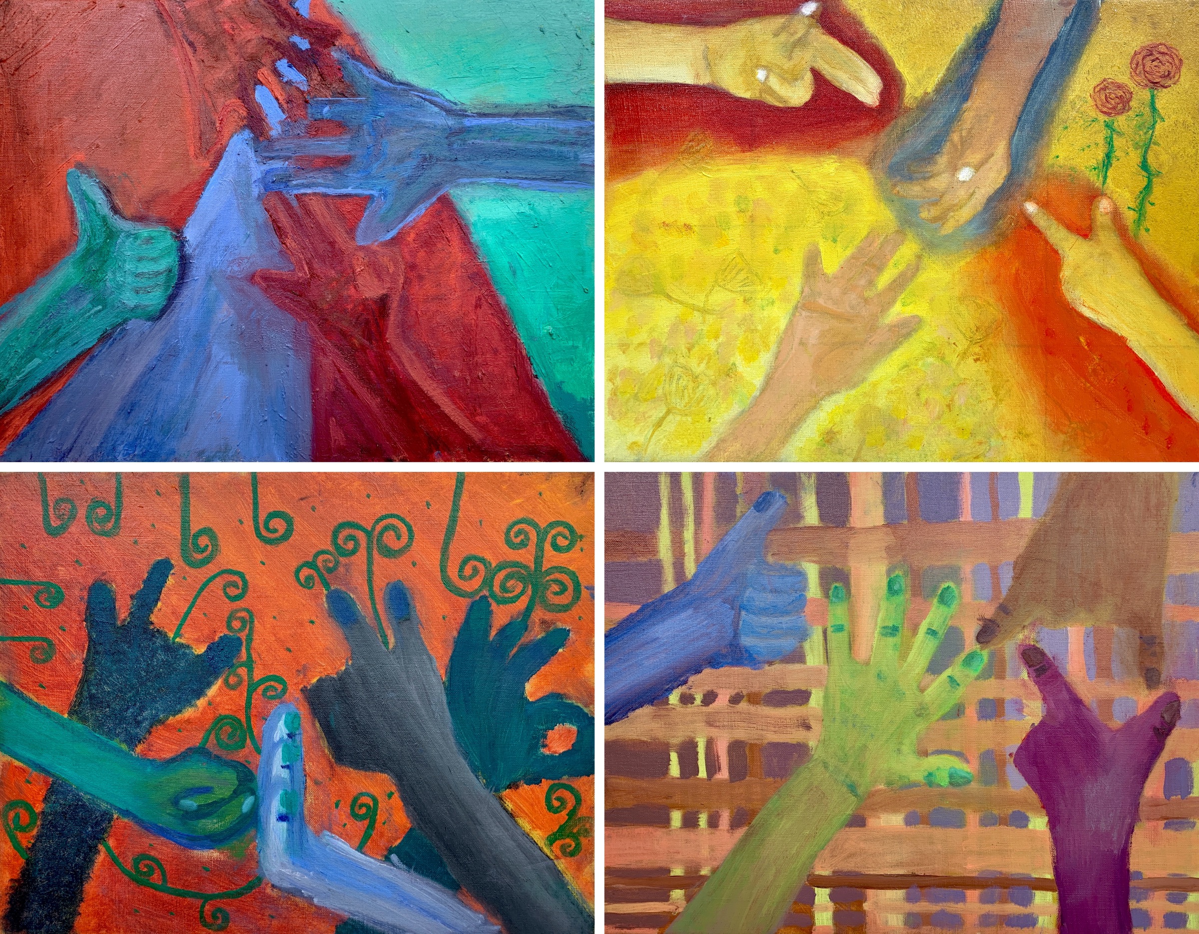 小学生高学年 絵画 油絵／秋の制作『手の喜怒哀楽』 | 幼児から大人