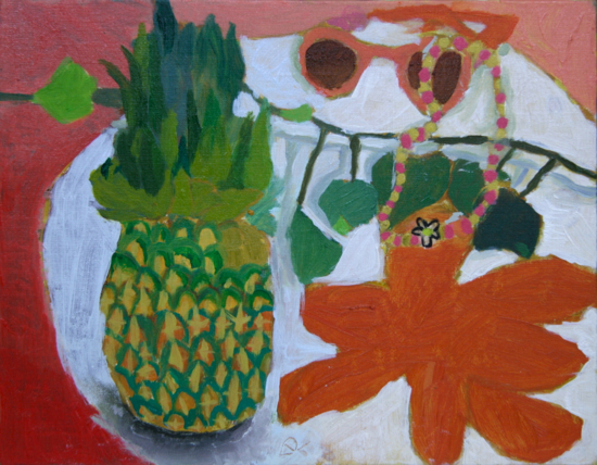 子供油絵：「パイナップルとアイビー」