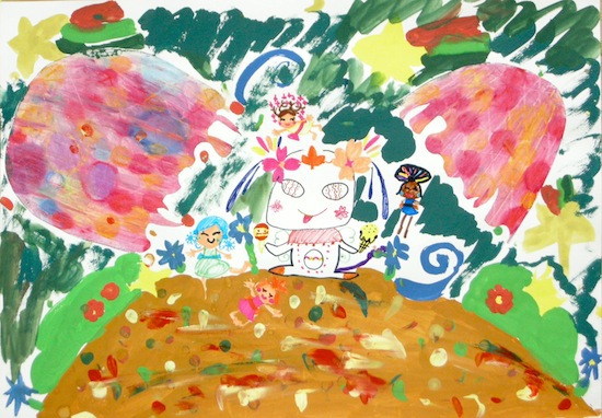 山田／小学生：空想画『虹色の卵』